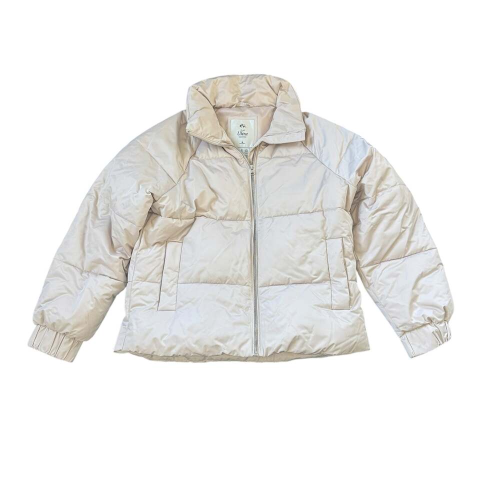 Abercrombie & Fitch Ultra Classic Puffer Coat Light Taupe Cream Beige